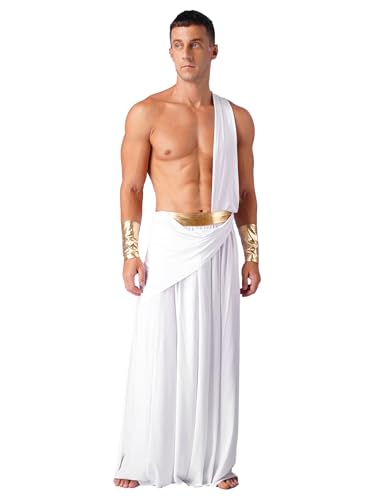 LiiYii Römischer Augustus Männer Kostüm Langer Rock Als Griechischer Gott Mit Armbändern Ägyptisches Pharao Kostüm Einschulter Toga Fancy Dress Cosplay Für Weiß S LiiYii Römischer Augustus Männer Kostüm Langer Rock Als Griechischer Gott Mit Armbändern Ägyptisches Pharao Kostüm Einschulter Toga Fancy Dress Cosplay Für Weiß S von LiiYii