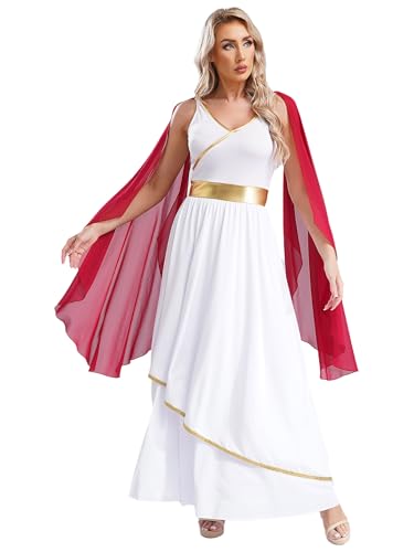 LiiYii Römisches Kaiserinnenkostüm Damen Toga Göttin Des Olymp Antikes Römerkostüm Langes Kleid Mit Angebrachtem Umhang Karnevalskostüm Halloweenkostüm Burgund 3XL LiiYii Römisches Kaiserinnenkostüm Damen Toga Göttin Des Olymp Antikes Römerkostüm Langes Kleid Mit Angebrachtem Umhang Karnevalskostüm Halloweenkostüm Burgund 3XL von LiiYii