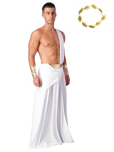 LiiYii Römisches Kostüm Augustus Herren Griechisches Gott Kostüm Römisches Julius Cäsar Ein Schulter Toga Mit Lorbeerkranz Armband Maskenkostüm Weiß S LiiYii Römisches Kostüm Augustus Herren Griechisches Gott Kostüm Römisches Julius Cäsar Ein Schulter Toga Mit Lorbeerkranz Armband Maskenkostüm Weiß S von LiiYii