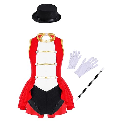 LiiYii Zirkus Dompteur Kostüm Für Mädchen 4 Teile Ringmaster Jumpsuit Mit Hut Zauberstab Handschuhe Leotard Showman Kostüm Halloween Karneval Rot 170 LiiYii Zirkus Dompteur Kostüm Für Mädchen 4 Teile Ringmaster Jumpsuit Mit Hut Zauberstab Handschuhe Leotard Showman Kostüm Halloween Karneval Rot 170 von LiiYii