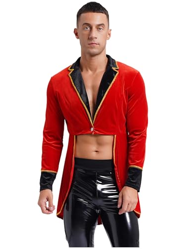 LiiYii Zirkusdomteur Mantel Herren Prinz Kostüm Ringmeister Kostüm Zirkus Jacke Blazer Frack Aus Samt Karneval Halloween Cosplay Rot L LiiYii Zirkusdomteur Mantel Herren Prinz Kostüm Ringmeister Kostüm Zirkus Jacke Blazer Frack Aus Samt Karneval Halloween Cosplay Rot L von LiiYii