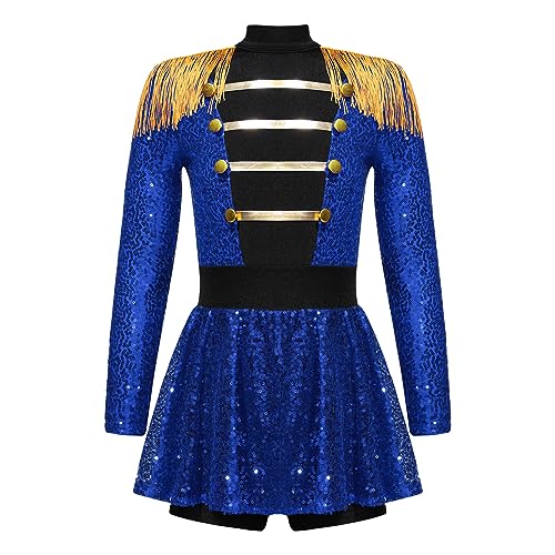 LiiYii Zirkusmeister Kostüm Für Mädchen Dompteurin Body Mit Pailletten Ringmaster Ballettanz Trikot Karneval Halloween Cosplay Blau 122-128 LiiYii Zirkusmeister Kostüm Für Mädchen Dompteurin Body Mit Pailletten Ringmaster Ballettanz Trikot Karneval Halloween Cosplay Blau 122-128 von LiiYii