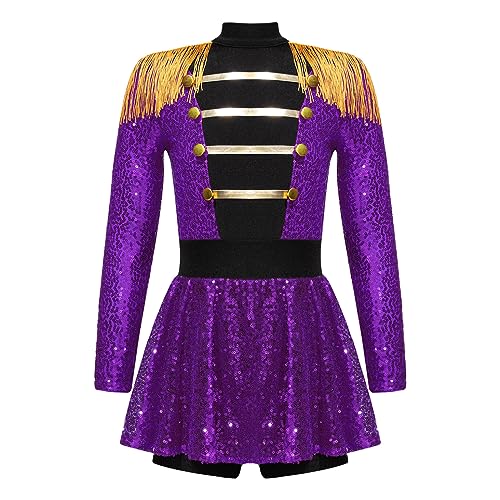 LiiYii Zirkusmeister Kostüm Für Mädchen Dompteurin Body Mit Pailletten Ringmaster Ballettanz Trikot Karneval Halloween Cosplay Lila 110-116 LiiYii Zirkusmeister Kostüm Für Mädchen Dompteurin Body Mit Pailletten Ringmaster Ballettanz Trikot Karneval Halloween Cosplay Lila 110-116 von LiiYii