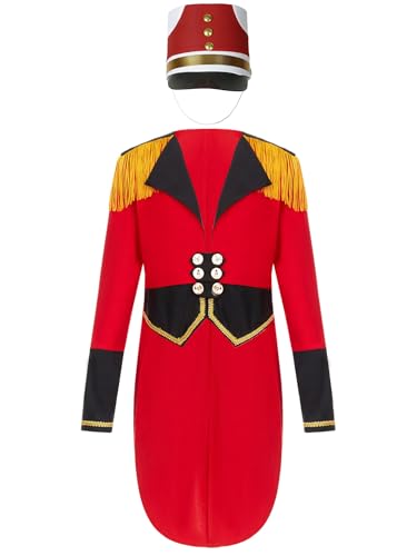 LiiYii Zirkusmoderator Kostüm Für Kinder Löwenbändiger Kostüm Mit Hut Frack Jacke Showman Frack Mantel Mit Quaste Uniform Für Blaskapelle Rot A 146-152 LiiYii Zirkusmoderator Kostüm Für Kinder Löwenbändiger Kostüm Mit Hut Frack Jacke Showman Frack Mantel Mit Quaste Uniform Für Blaskapelle Rot A 146-152 von LiiYii