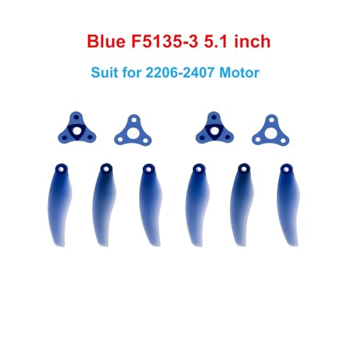 10 Paare (10CW + 10CCW) F5135 5,1 Zoll Faltbarer 3-Blatt-Propeller passend for FPV Freestyle Long Range 4S 6S 5 Zoll Drohnen(10Pairs F5135-3 Blue) von LiiZZi