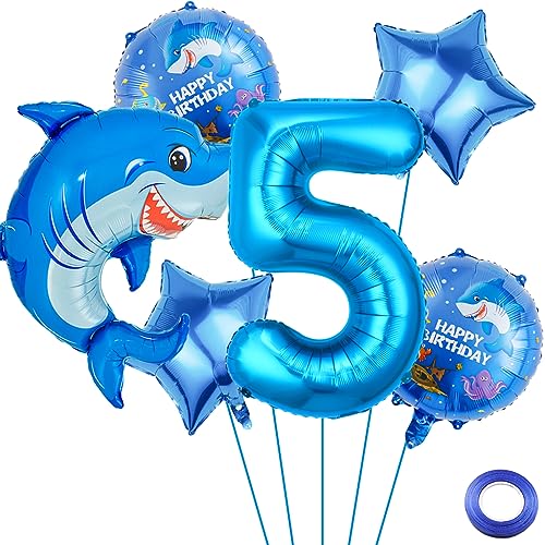 Liitata 5. Hai Geburtstagsparty Deko Hai Geburtstag Luftballon Set Blau Zahl 5 Folienballon Großes Hai Luftballon für Junge Geburtstag Party Motto Party Deko Liitata 5. Hai Geburtstagsparty Deko Hai Geburtstag Luftballon Set Blau Zahl 5 Folienballon Großes Hai Luftballon für Junge Geburtstag Party Motto Party Deko von Liitata