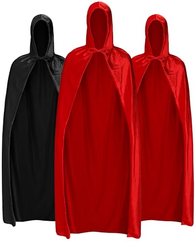 Liitrsh Halloween-Umhang mit Kapuze, Hexe, Schwester, Robe, Kostüme für Damen, Erwachsene, Zauberer, Vampir, Party, Cosplay, Schwarz, Rot, 3 Stück Liitrsh Halloween-Umhang mit Kapuze, Hexe, Schwester, Robe, Kostüme für Damen, Erwachsene, Zauberer, Vampir, Party, Cosplay, Schwarz, Rot, 3 Stück von Liitrsh
