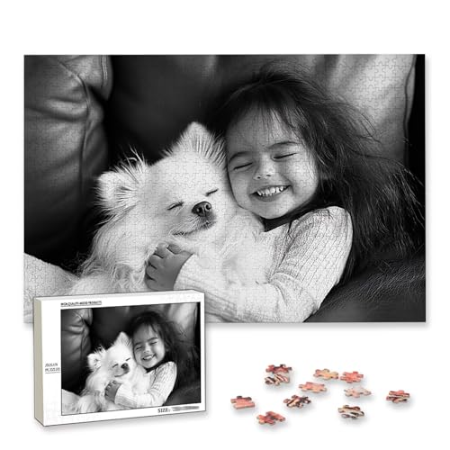 Personalisiertes Puzzle mit Eigenem Foto, Personalisiertes Puzzle 1000 Teile Erwachsene, Gestalte Selbst Holzpuzzle mit Bild, Fotopuzzle mit Benutzerdefiniertes Geschenkbox, für Geschenke, Deko, L-49 von Lijahoo