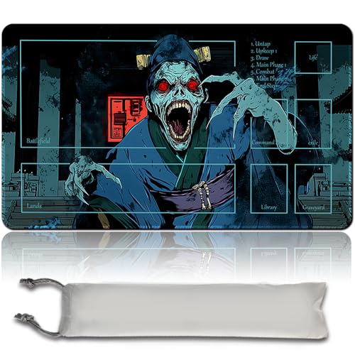 Spieler MTG Play Mat Gaming Mouse Pad Brettspiel genähte Kanten, Glatte Gummioberfläche, MTG PlayMat mit Zonen 60cm x 35cm Gaming Mouse Pad Kompatible MTG Spielmatte (with Zone,mtg46-10) von LikePlaymat