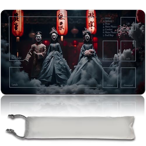 Spieler MTG Play Mat Gaming Mouse Pad Brettspiel genähte Kanten, Glatte Gummioberfläche, MTG PlayMat mit Zonen 60cm x 35cm Gaming Mouse Pad Kompatible MTG Spielmatte (with Zone,mtg46-2) von LikePlaymat
