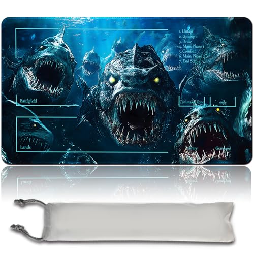 Spieler MTG Play Mat Gaming Mouse Pad Brettspiel genähte Kanten, Glatte Gummioberfläche, MTG PlayMat mit Zonen 60cm x 35cm Gaming Mouse Pad Kompatible MTG Spielmatte (with Zone,mtg46-3) von LikePlaymat
