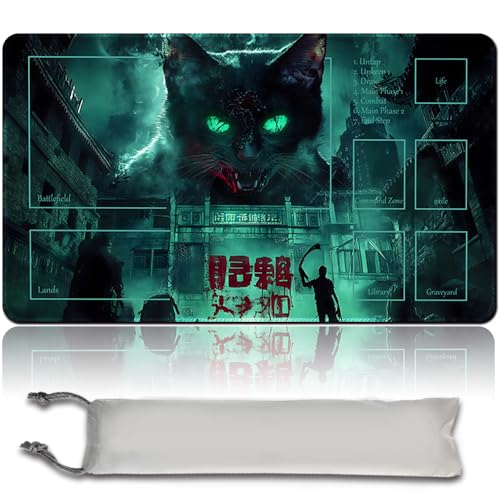 Spieler MTG Play Mat Gaming Mouse Pad Brettspiel genähte Kanten, Glatte Gummioberfläche, MTG PlayMat mit Zonen 60cm x 35cm Gaming Mouse Pad Kompatible MTG Spielmatte (with Zone,mtg46-8) von LikePlaymat