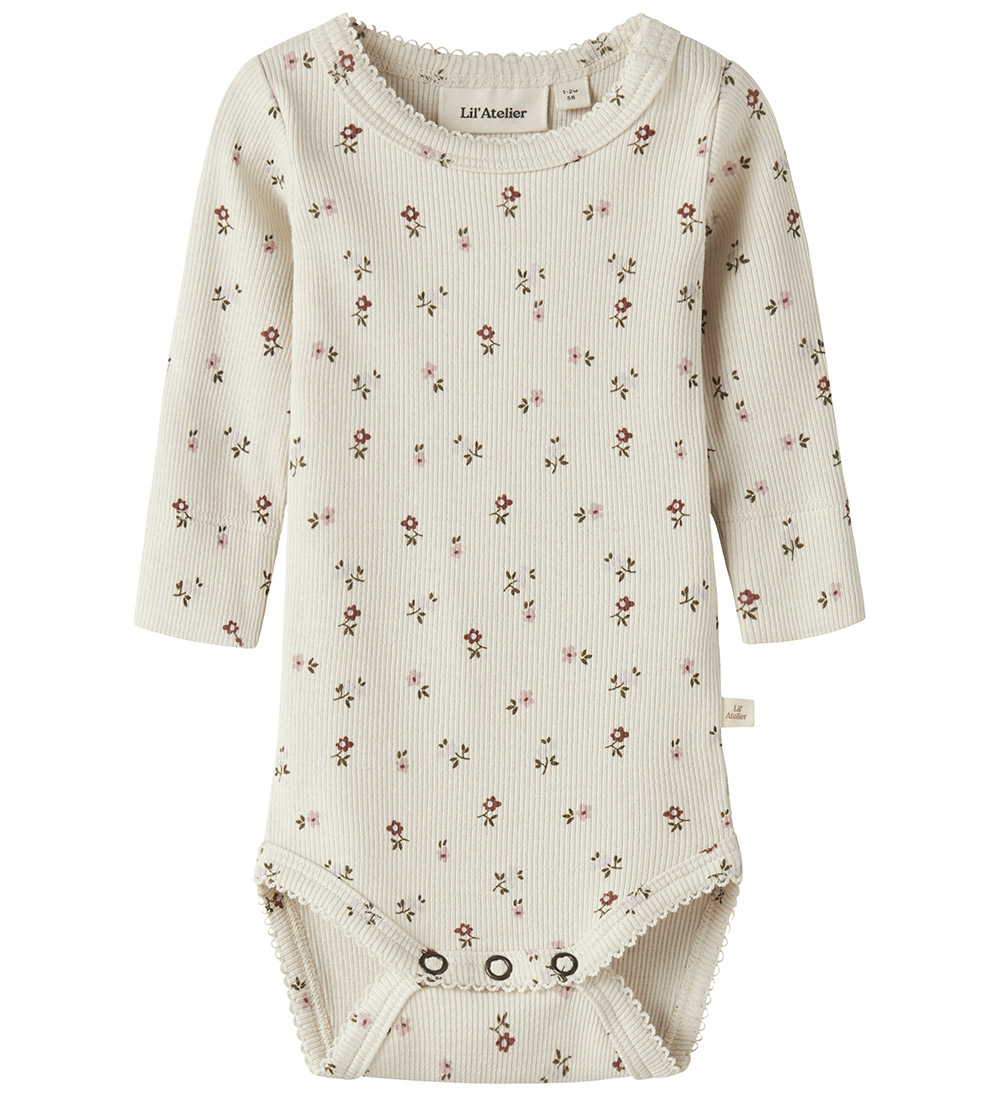 Lil' Atelier Body l/ä - NbfGago - Turtledove/Floral - Lil Atelier - 1 Jahr (80) - Body L/Ä von Lil Atelier