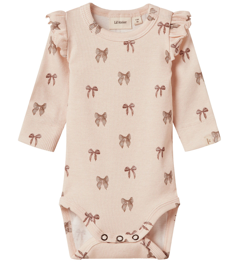 Lil' Atelier Body l/ä - Rib - NbfGavo - Silber Peony/Bow - Lil Atelier - 1 Jahr (80) - Body L/Ä von Lil Atelier