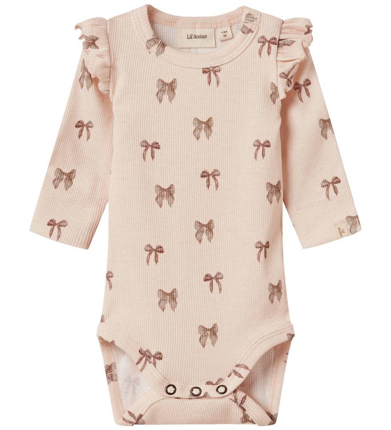 Lil' Atelier Body l/ä - Rib - NbfGavo - Silber Peony/Bow - Lil Atelier - 1 Jahr (80) - Body L/Ä von Lil Atelier