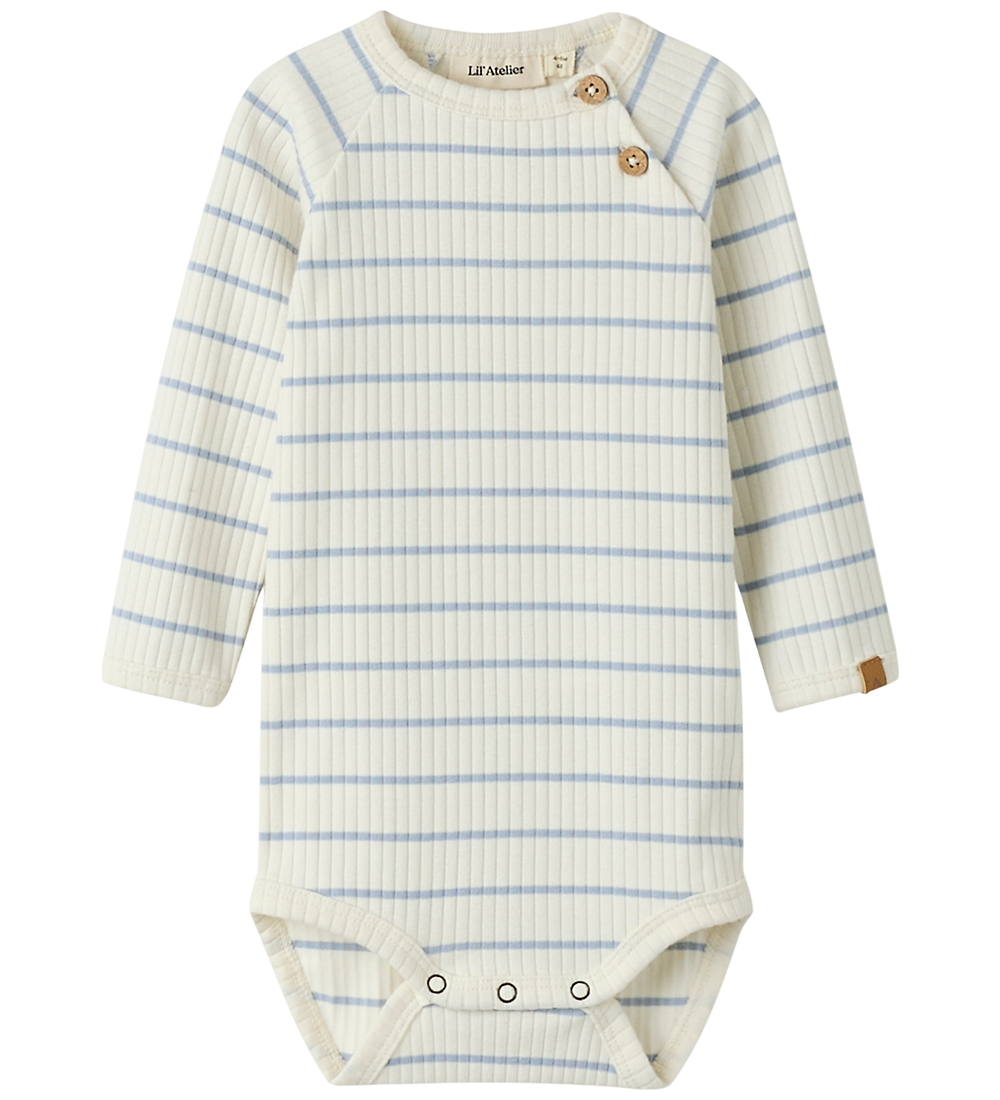 Lil' Atelier Body l/ä - Rib - NbmKail - Coconut Milch/Zen Blue - Lil Atelier - 1 Jahr (80) - Body L/Ä von Lil Atelier