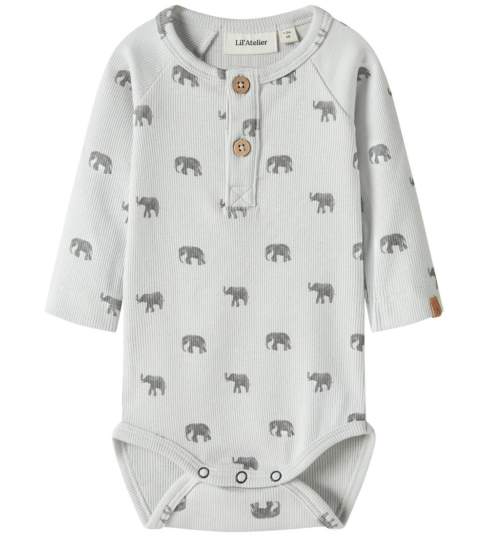 Lil' Atelier Body l/ä - Rib - NbmLavo - Glacier Gray/Elephant - Lil Atelier - 1½ Jahre (86) - Body L/Ä von Lil Atelier