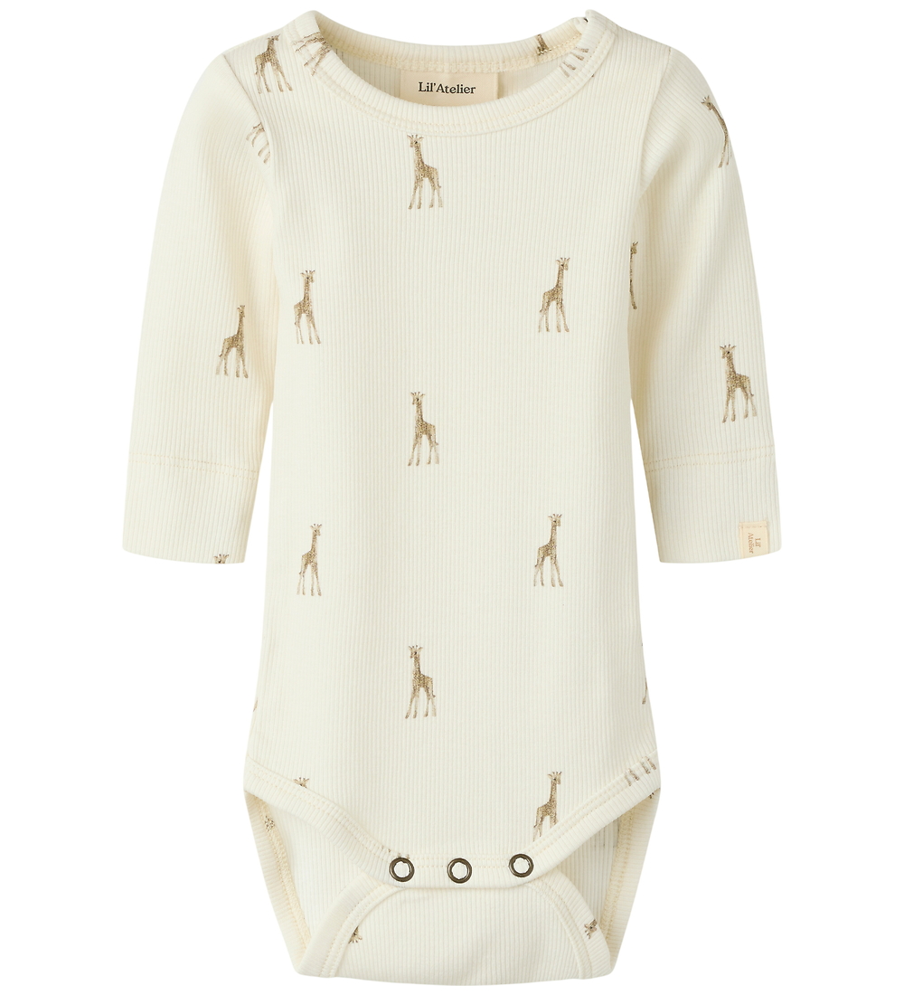 Lil' Atelier Body l/ä - Rib - Nbngavo - Turteltaube/Giraffe - Lil Atelier - 1½ Jahre (86) - Body L/Ä von Lil Atelier