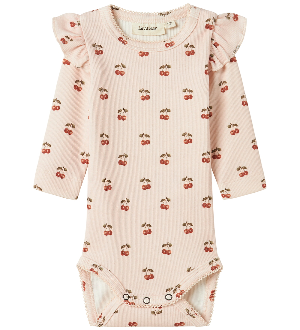 Lil' Atelier Body l/ä - Rib - Noos - NbfLavo - Silber Peony m. K - Lil Atelier - 1 Jahr (80) - Body L/Ä von Lil Atelier