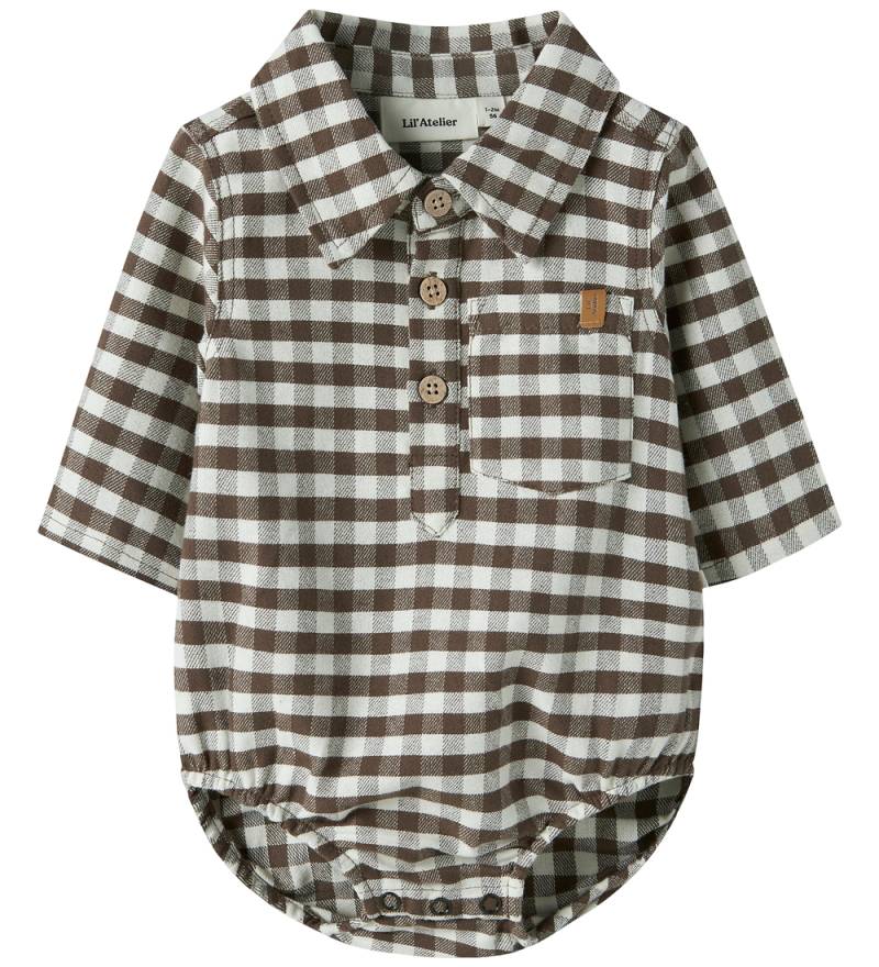 Lil' Atelier Hemdbody l/ä - NbmNoki - Teak m. Karos - Lil Atelier - 1 Jahr (80) - Body L/Ä von Lil Atelier