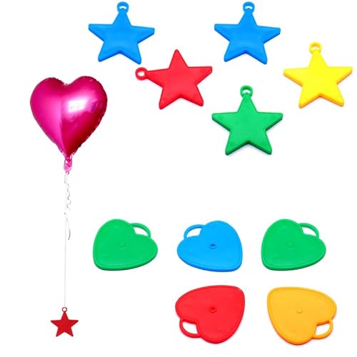 Helium-Ballon-Gewichte, Herz-Stern, bunt, Kunststoff, für Partys, Feiern, Dekoration, 10 Stück Helium-Ballon-Gewichte, Herz-Stern, bunt, Kunststoff, für Partys, Feiern, Dekoration, 10 Stück von LilaLemon