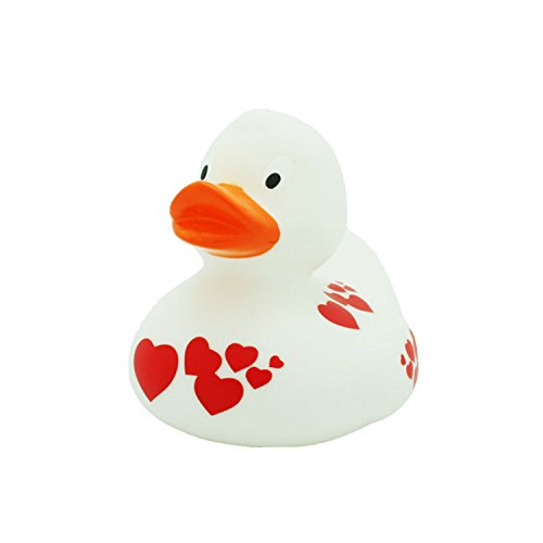 Lilalu 8,5 cm Ente Spielzeug mit Herzen (weiß/rot) von Lilalu