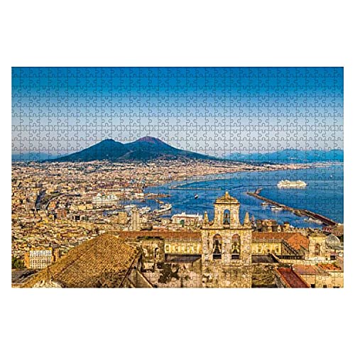 1000 Stück Stadt Neapel mit Mt Vesuv bei Sonnenuntergang, Kampanien, Italien Italien Großes Stück Puzzles für Erwachsene Lernspielzeug für Kinder Kreative Spiele Unterhaltung Holzpuzzles Home Decor von Lilatomer