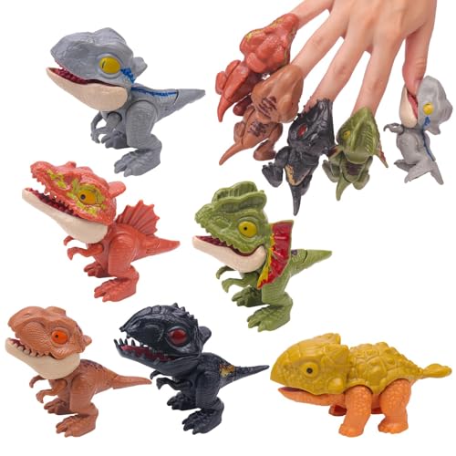 Lilbitty 6 Stück Bissfinger-Dinosaurier Spielzeug Sammlerstücke zum Ausstellen, Spielen und Anstecken von Figuren Neuheit Kreative Theaterpuppenpuppe Tierhandpuppe von Lilbitty