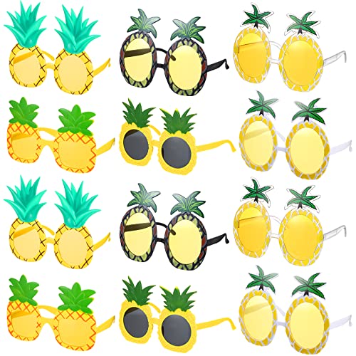 Liliful 12 Paar Fiesta Tropische Ananas Sonnenbrille Lustige Sonnenbrille Ananas Brille Hawaii Zubehör für Luau Party Geburtstag Sommer Strand Thema Party Gefälligkeiten von Liliful
