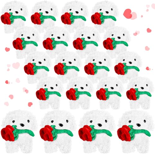 Liliful 20 Stück Valentins-Tiere, Mini-Stofftiere, Großpackung, kleine, weiche Plüschtiere, Spielzeug für Strumpffüller, Tiermottopartys und Urlaubsdekoration (weiß) von Liliful