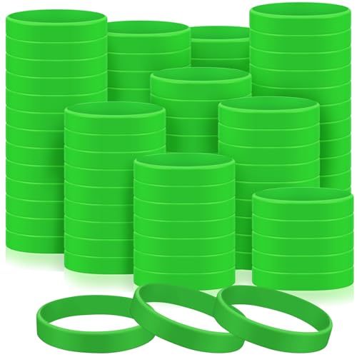 Liliful 500 Stück Blanko-Silikon-Armband, grün, Bulk-Armbänder, elastische Armbänder, Stretch, einfarbige Silikon-Armbänder, farbige Silikon-Armbänder für Männer, Frauen, Teenager, Kinder, Geschenke, von Liliful