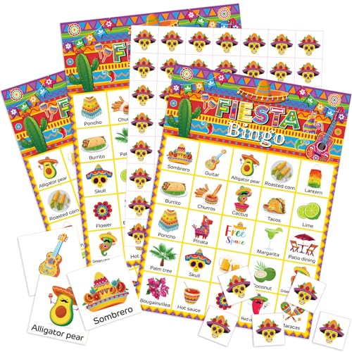 Liliful Mexikanisches Bingo, 24 Spieler, Fiesta-Bingo-Spiele, Cinco De Mayo, Party-Bingo-Karten für Jungen, Mädchen, Erwachsene, Familie, Klassenzimmer, Aktivitäten, Taco, Geburtstag, Party, Geschenke Liliful Mexikanisches Bingo, 24 Spieler, Fiesta-Bingo-Spiele, Cinco De Mayo, Party-Bingo-Karten für Jungen, Mädchen, Erwachsene, Familie, Klassenzimmer, Aktivitäten, Taco, Geburtstag, Party, Geschenke von Liliful