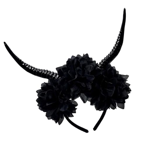 Haarreif aus Kunstharz, Blumenmuster, Antilope, Horn, leicht, Halloween-Kostüm, Haarschmuck, Haarschmuck für Kinder und Erwachsene, Unisex, Kunstharz-Kopfbedeckung von Lilinzhi