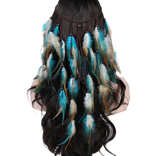 Lilinzhi Böhmisches Haarband mit Federdekor, ethnische Perlen, Stirnband für Mädchen, Festival, Rollenspiel, Halloween, Party, Kopfschmuck für Damen von Lilinzhi