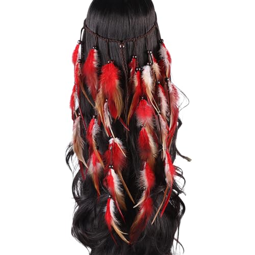Lilinzhi Böhmisches Haarband mit Federdekor, ethnische Perlen, Stirnband für Mädchen, Festival, Rollenspiel, Halloween, Party, Kopfschmuck für Damen von Lilinzhi