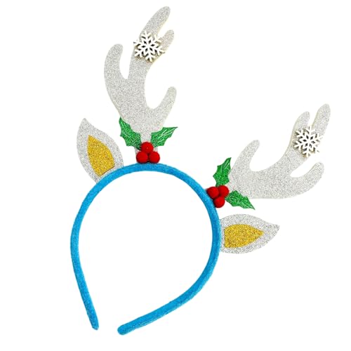 Lilinzhi Glitzerndes goldenes Rentiergeweih Stirnband für Weihnachtsfeiern, Kopfschmuck, Fotografie-Requisiten, geeignet für Frauen, Geweih, Partys von Lilinzhi