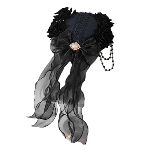 Lilinzhi Haarspangen mit Schleife, mit Perlenkette, Blume, elegantes Band, Spitze, Hut, Strauß, Kopfbedeckung, Punk, Halloween, Rosen, Haarspangen für Damen Lilinzhi Haarspangen mit Schleife, mit Perlenkette, Blume, elegantes Band, Spitze, Hut, Strauß, Kopfbedeckung, Punk, Halloween, Rosen, Haarspangen für Damen von Lilinzhi