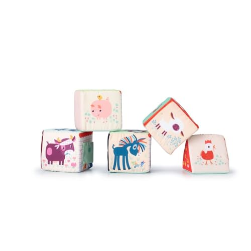 Lilliputiens - Stoffwürfel zum Stapeln - Spiel mit 5 Stoffwürfeln für Babys und Kleinkinder - 6 Aktivitäten in 1 - Sensorisches Lernspielzeug - Thema Bauernhof - Ab 12 Monaten - 83455 Lilliputiens - Stoffwürfel zum Stapeln - Spiel mit 5 Stoffwürfeln für Babys und Kleinkinder - 6 Aktivitäten in 1 - Sensorisches Lernspielzeug - Thema Bauernhof - Ab 12 Monaten - 83455 von Lilliputiens