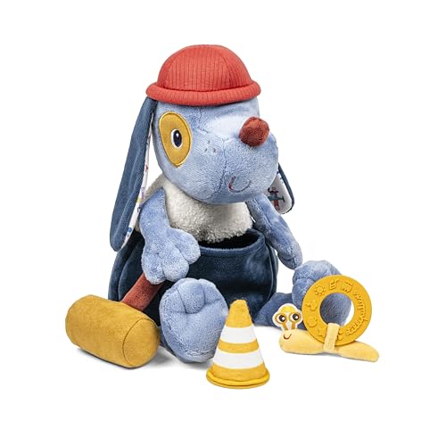 LILLIPUTIENS - Jules der Hund – Aktivitätsspielzeug – 3 Rasseln – Blau – 26 cm – ab 9 Monaten – 83608 von Lilliputiens