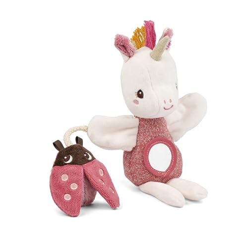 LILLIPUTIENS - Lena das Einhorn – Aktivitätsspielzeug – Handpuppe – Rosa – 17 cm – ab 6 Monaten – 83599 von Lilliputiens