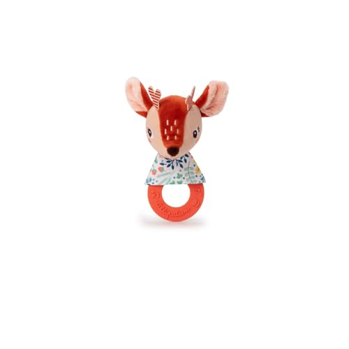 Lilliputiens - Beißring Stella das Reh - Sensorisches Spielzeug für Babys mit Beißring, Knisterpapier und Glöckchen - Lindert Zahnungsschmerzen - Ab 3 Monaten - 83483 von Lilliputiens