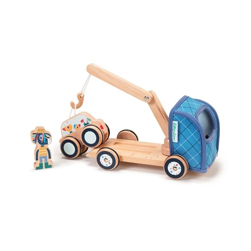 Lilliputiens 83232 Holz Spielset Abschleppwagen mit Kran und Auto Ignace Esel 16,5x24x13 cm von Lilliputiens