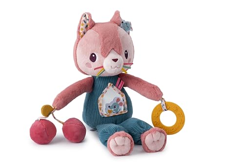 Lilliputiens - Activity Plüschtier Jeanne le Chat - Interaktive Babyrassel mit Spiegel, Silikon-Beißring, Glöckchen und Papiergeräusch - Stimuliert die Sinne und die Motorik - Ab 9 Monate. von Lilliputiens