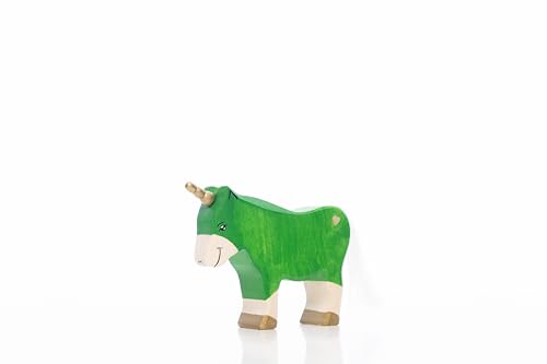Lilu® Einhorn Pony Hengst mit leuchtendem Herz, Mähne und Schweif, Fabelwelt Holztiere handbemalt, Holzspielzeug aus FSC®-Holz, EN71 und DEKRA Zertifiziert Spielfigur für Kinder (Grün) von Lilu