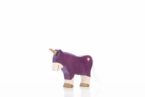 Lilu® Einhorn Pony Hengst mit leuchtendem Herz, Mähne und Schweif, Fabelwelt Holztiere handbemalt, Holzspielzeug aus FSC®-Holz, EN71 und DEKRA Zertifiziert Spielfigur für Kinder (Lila) von Lilu