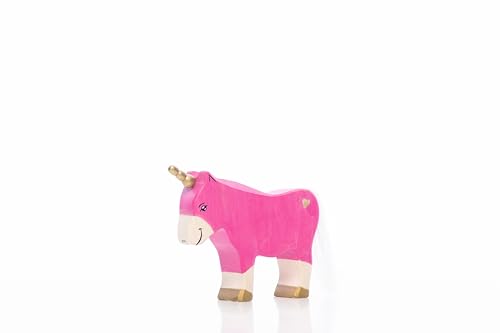 Lilu® Einhorn Pony Hengst mit leuchtendem Herz, Mähne und Schweif, Fabelwelt Holztiere handbemalt, Holzspielzeug aus FSC®-Holz, EN71 und DEKRA Zertifiziert Spielfigur für Kinder (Rosa) von Lilu