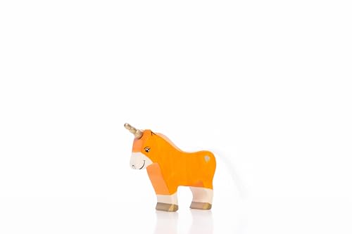 Lilu® Einhorn Pony Stute mit leuchtendem Herz, Mähne und Schweif, Fabelwelt Holztiere handbemalt, Holzspielzeug aus FSC®-Holz, EN71 und DEKRA Zertifiziert Spielfigur für Kinder von Lilu