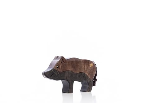 Lilu® Wildschwein Bache mit leuchtendem Herz, Wald-Holztiere handbemalt, Holzspielzeug aus FSC®-Holz, EN71 und DEKRA Zertifiziert von Lilu