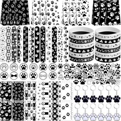 Dog Party Favors - Hund Pfote Party Supplies Dekorationen, umfasst Geschenk-Taschen, Slap Armbänder, Gummi Armbänder, Aufkleber, Button Pin, Schlüsselanhänger für Welpen Geburtstag Party Supplies Dog Party Favors - Hund Pfote Party Supplies Dekorationen, umfasst Geschenk-Taschen, Slap Armbänder, Gummi Armbänder, Aufkleber, Button Pin, Schlüsselanhänger für Welpen Geburtstag Party Supplies von Lilwemen