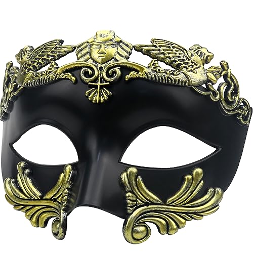 Lilwemen Antike griechische Spartaner Krieger Römische Maskerade Maske Männer Venezianische Maske Hochzeitsball Maske Karneval Maske Hochzeitsball Maske Burlesque Ball Party (B-Gold) von Lilwemen